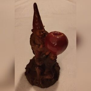 Charming Gnome Sculpture with Red Apple